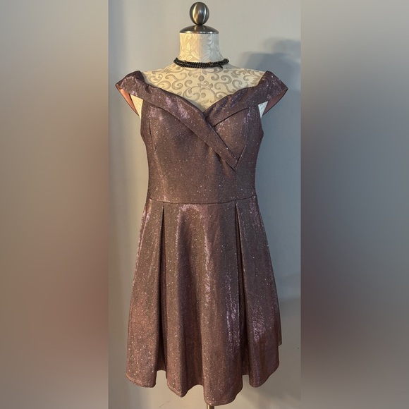 B.SMART PINK SHIMMERY OFF SHOULDER DRESS SIZE XL - Picture 1 of 2